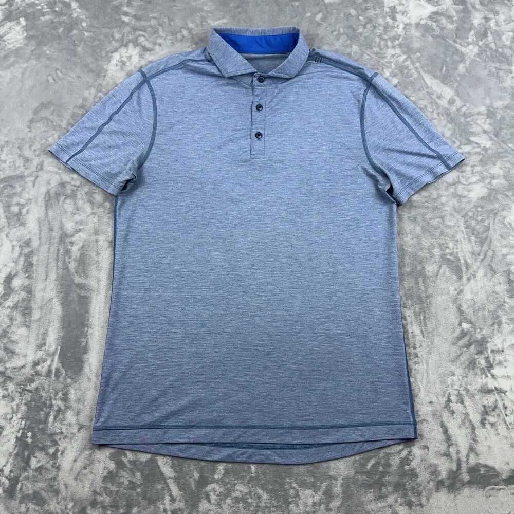 Lululemon Evolution Polo Mens Size Large Blue Lightweight Shirt Short Sleeve
